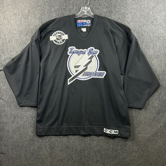 Vintage Tampa Bay Lightning Hockey Jersey Men's Extra Large Black Center Ice CCM - Picture 1 of 9